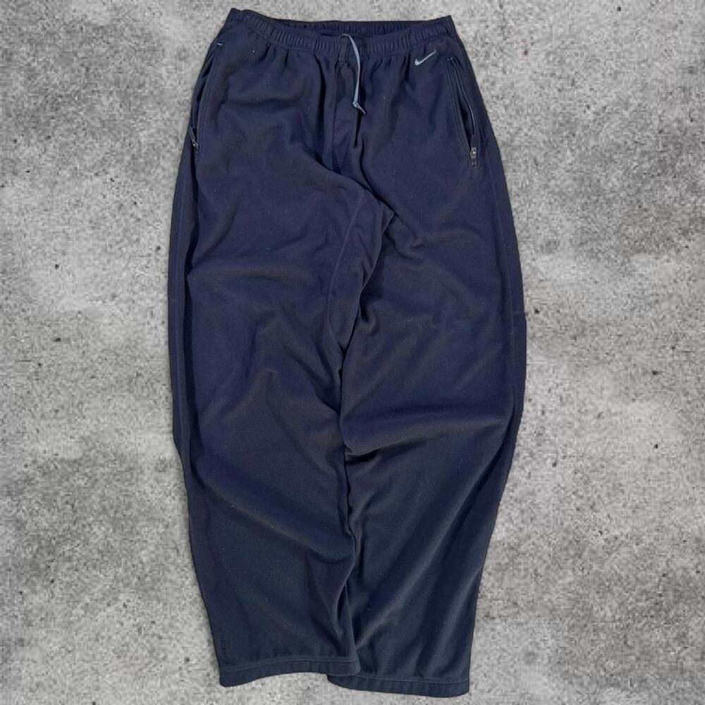 Vintage y2k nike silver tag baggy black fleece sweatpants Size L therma-fit